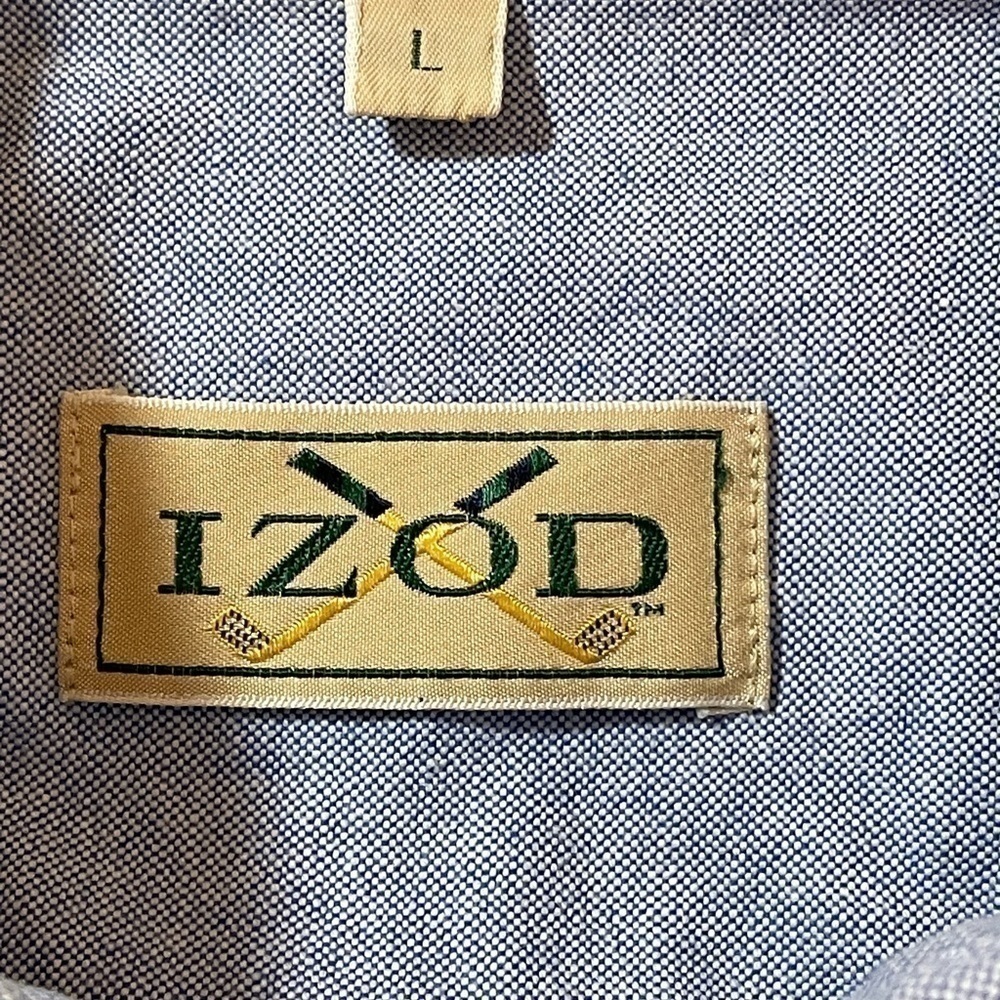 Vintage IZOD Golf Button Down Oxford Shirt Men’s LARGE Blue Long Sleeve Logo - Picture 11 of 11